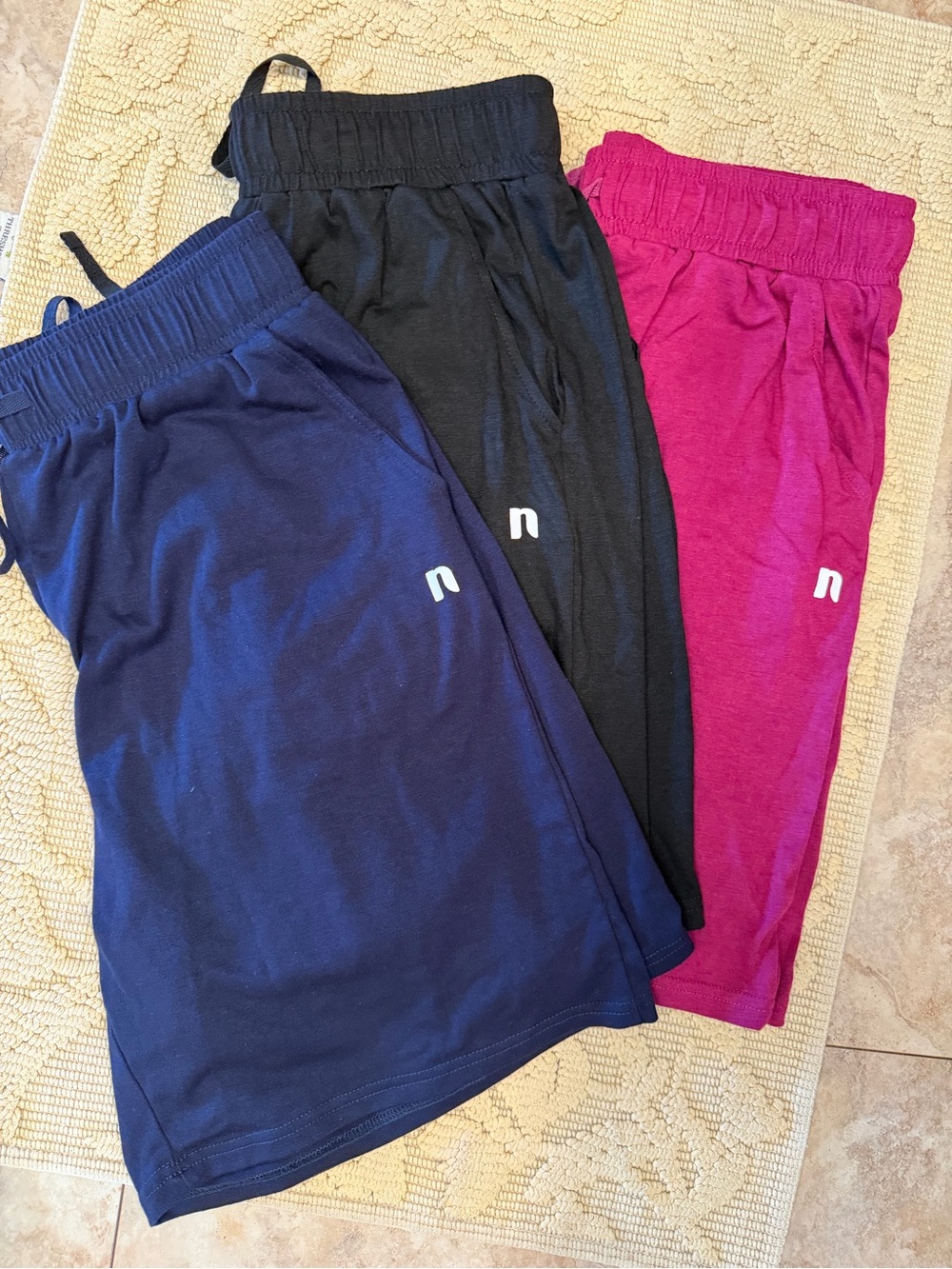 Amazon Women's Athletic Pull-On Shorts Trio - Navy, Black & Magenta